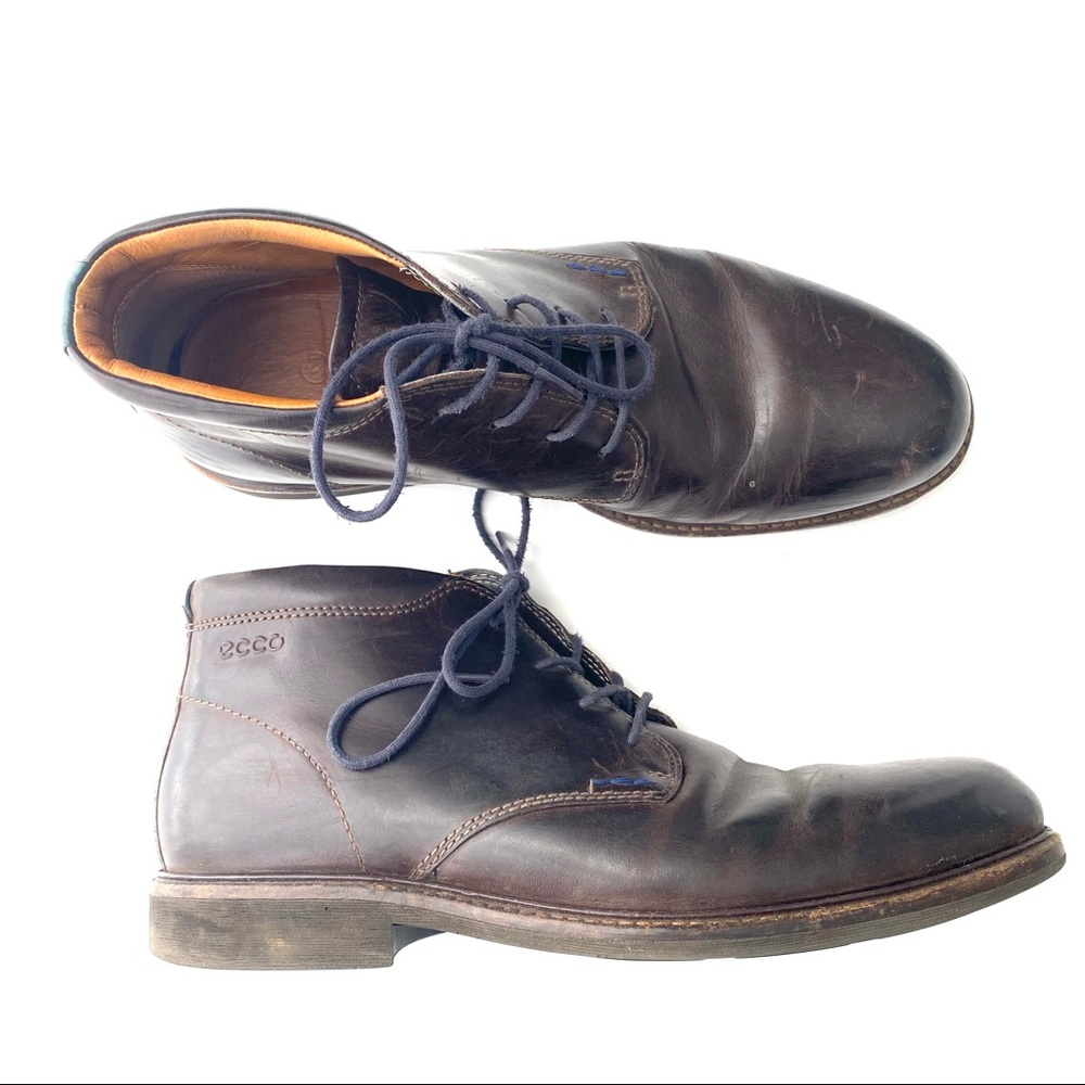 ECCO $240 Mens 43 US 9-9.5 Brown Leather High Top Dress Shoes Boots Bin8